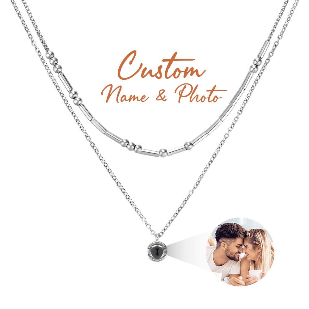 Morse Code Projection Layered Necklace Personalized Necklace Custom Secret Message Gift