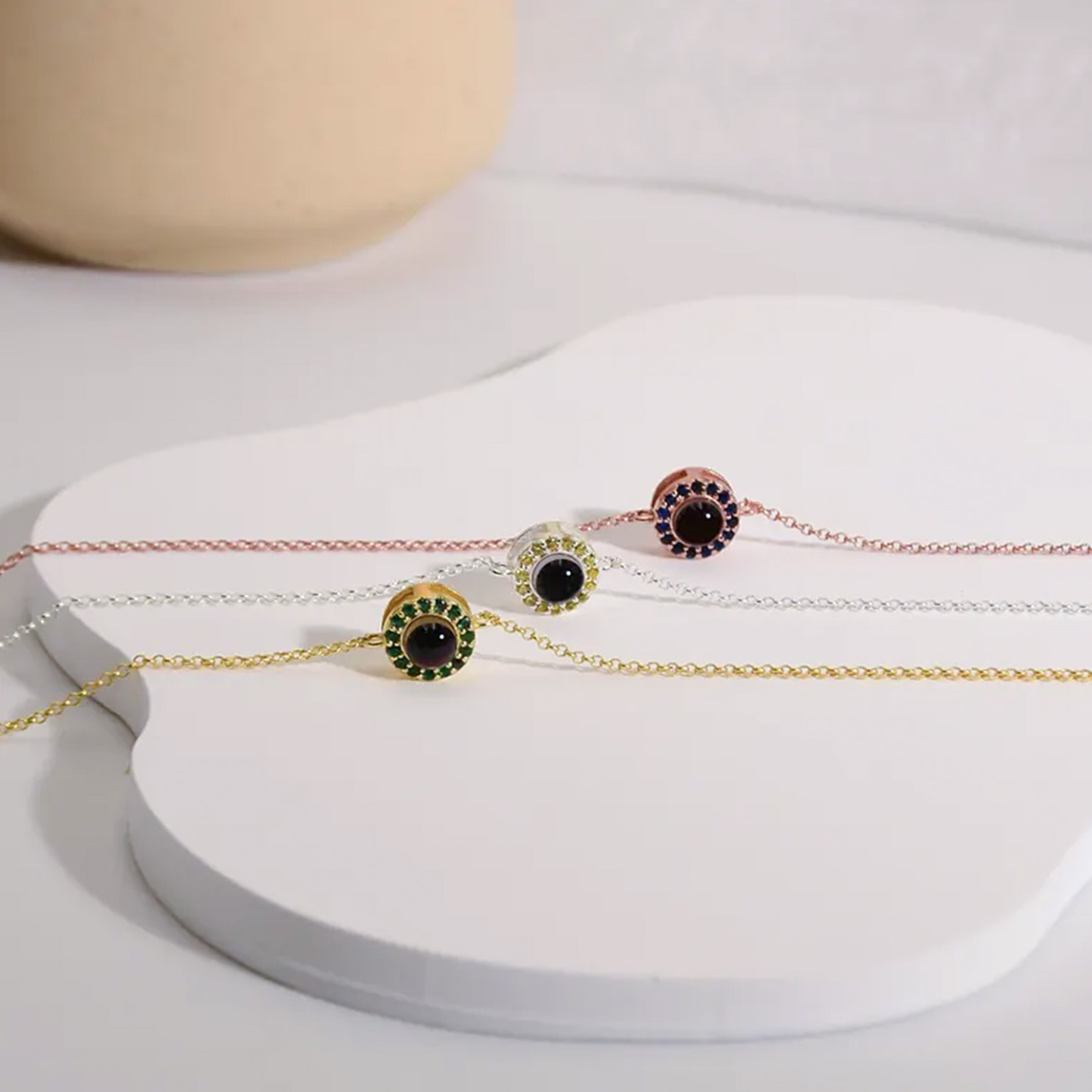 Photo Projection Bracelet with Birthstone Photo Memorial Bracelet Bubble Bracelet Picture Inside Bracelet Best Friend Gift