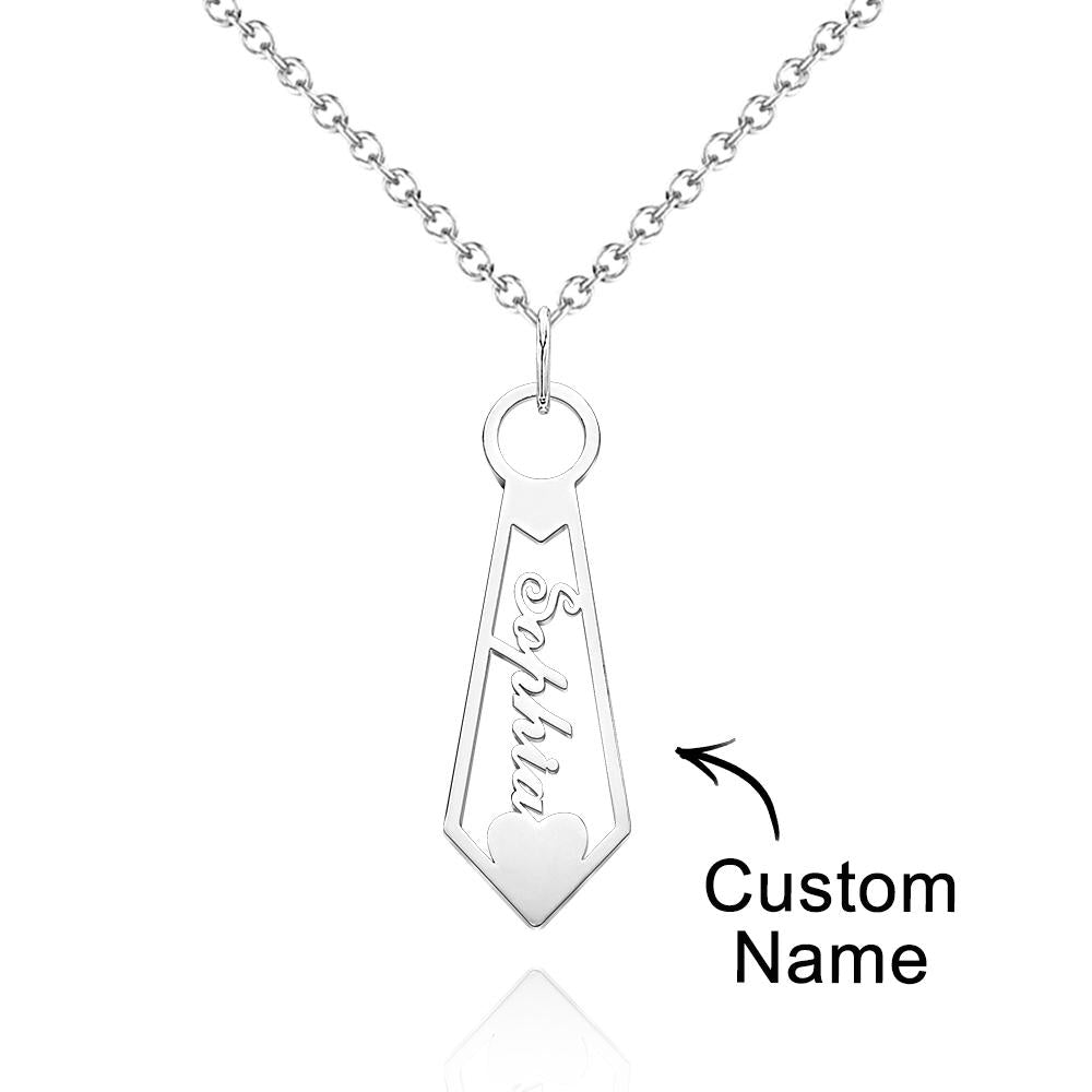 Custom Name Necklace Tie Shaped Pendant Gifts for Dad - soufeelus