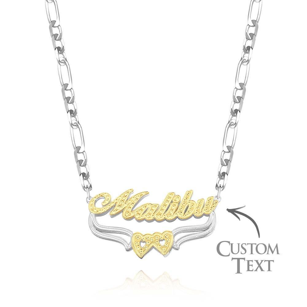 Personalized Hip Hop Name Necklace Double Heart Necklace Fashion Jewelry Gifts for Men - soufeelus