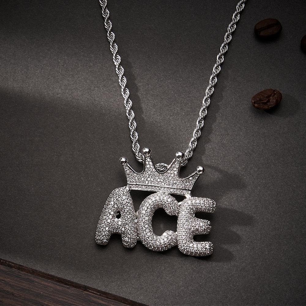 Custom Name Necklace With Crown Trendy Letter Chain Hip Hop Necklace For Men - soufeelus