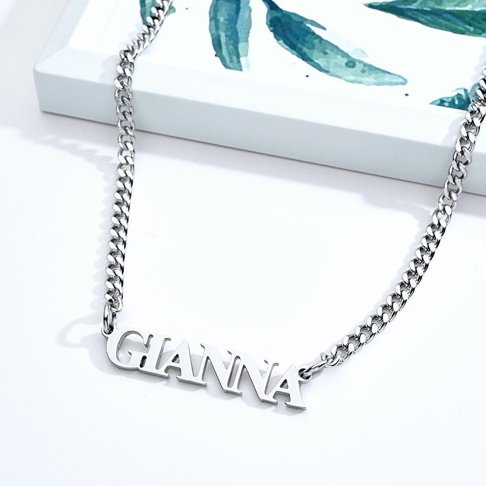 Custom Slanted Minimalist Name Necklace Dainty Couple Gift - soufeelus