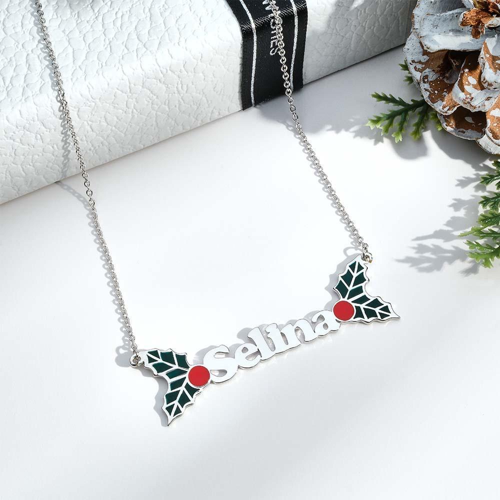 Custom Name Necklace Christmas Berries Unique Gift - soufeelus