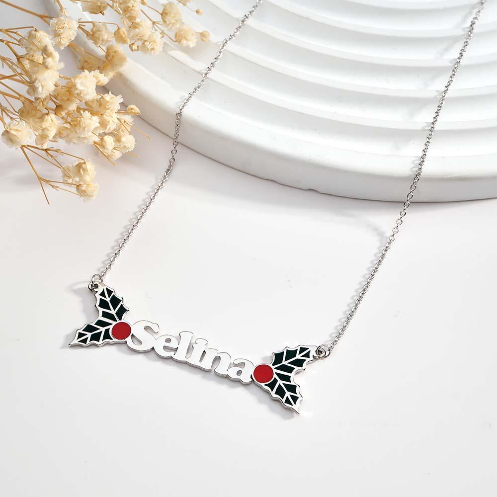 Custom Name Necklace Christmas Berries Unique Gift - soufeelus