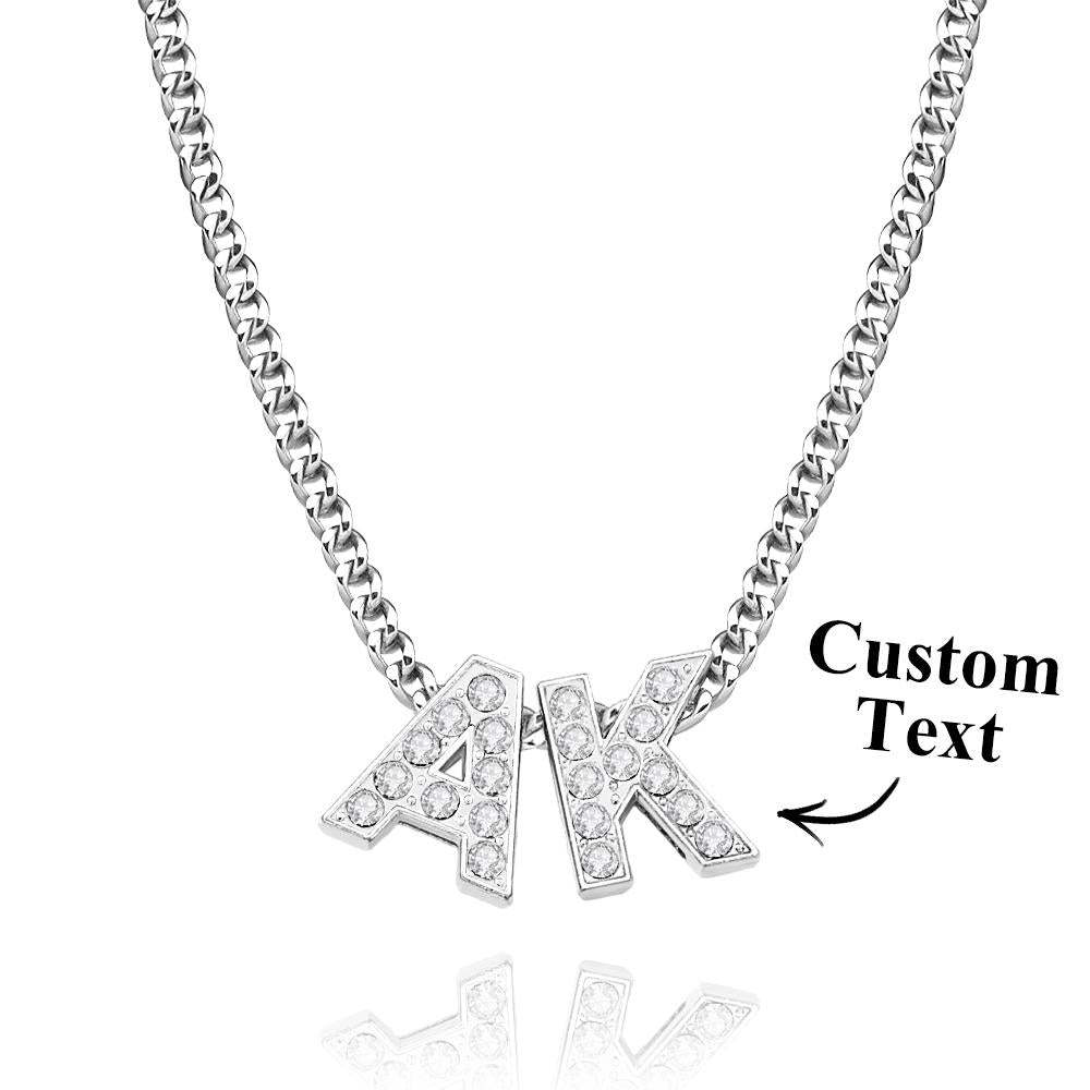 Custom Name Iced Cuban Necklace Trendy Initial Letter Necklace Jewelry Gifts For Her - soufeelus