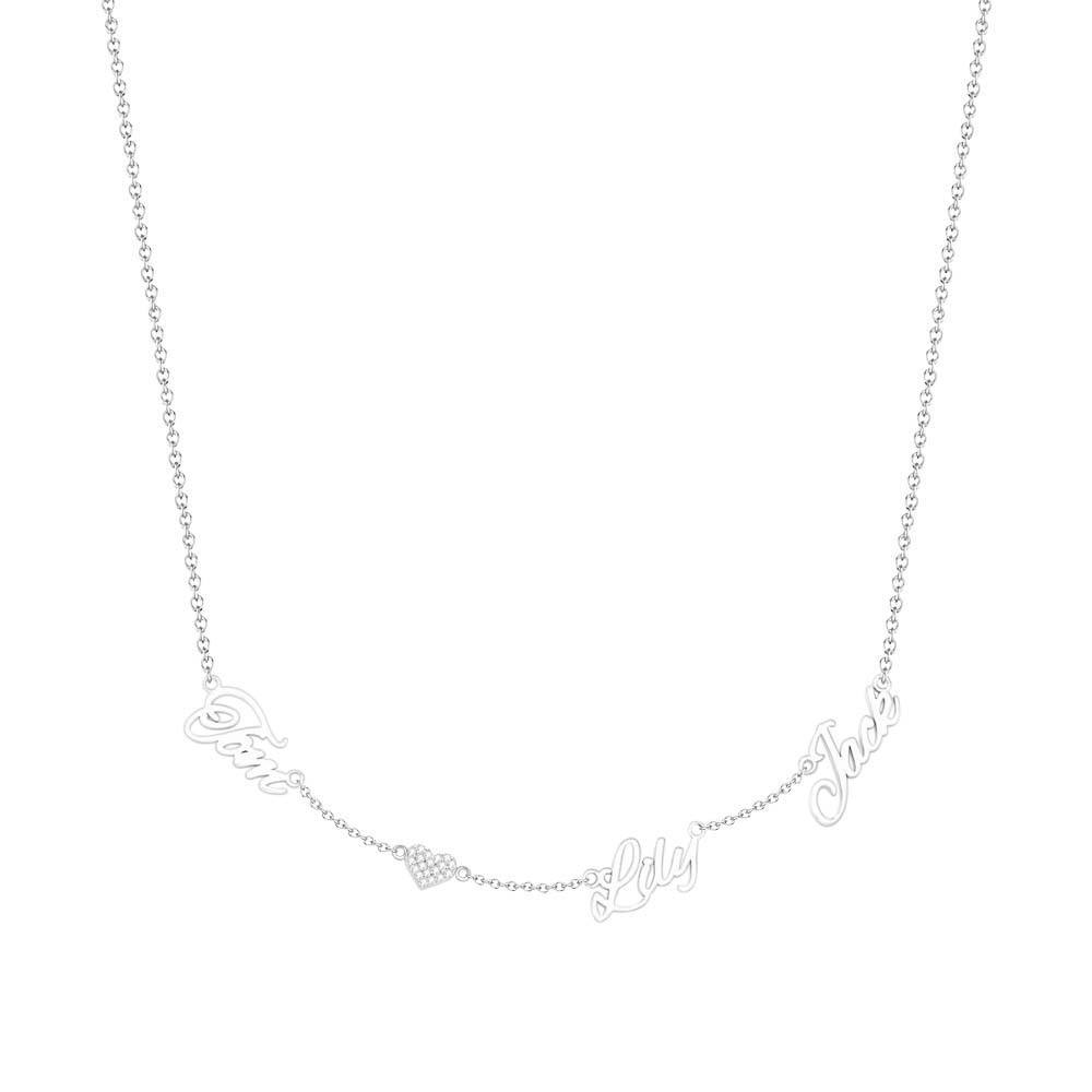 Custom Name and Pave Heart Charm Necklace Stylish Jewelry Gift For Women - soufeelus