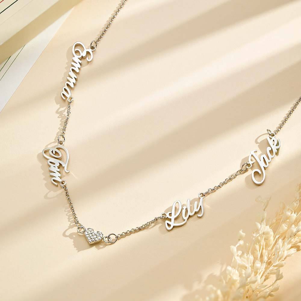 Custom Name and Pave Heart Charm Necklace Stylish Jewelry Gift For Women - soufeelus