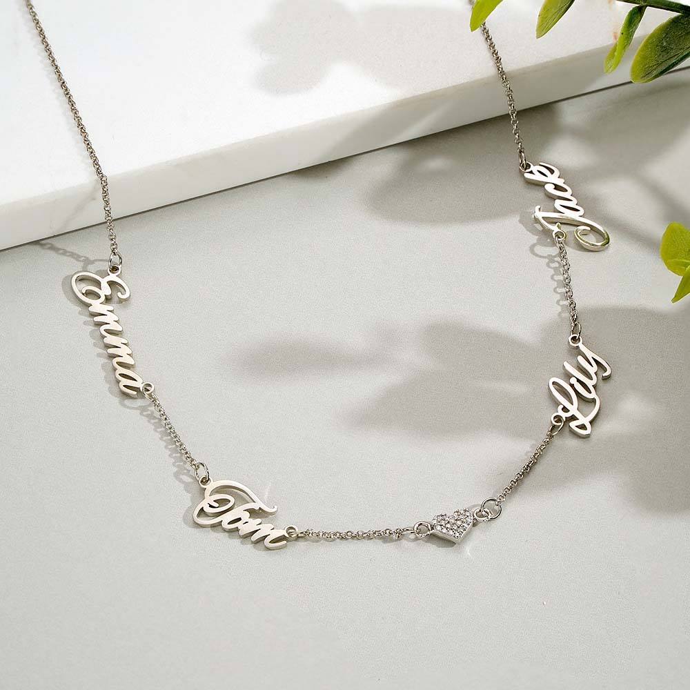 Custom Name and Pave Heart Charm Necklace Stylish Jewelry Gift For Women - soufeelus