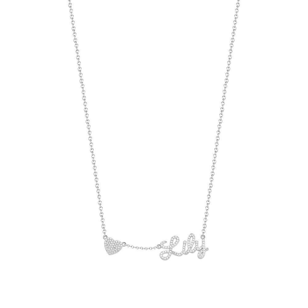 Custom Name and Pave Heart Charm Necklace Stylish Jewelry Gift For Women - soufeelus