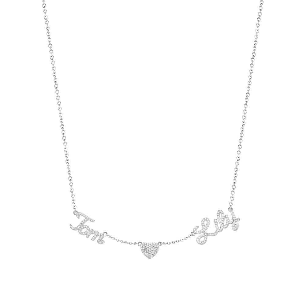 Custom Name and Pave Heart Charm Necklace Stylish Jewelry Gift For Women - soufeelus