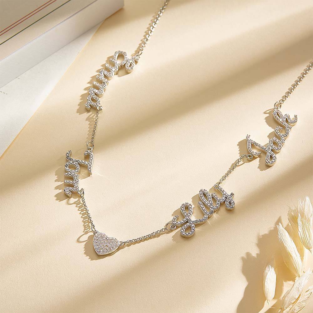 Custom Name and Pave Heart Charm Necklace Stylish Jewelry Gift For Women - soufeelus