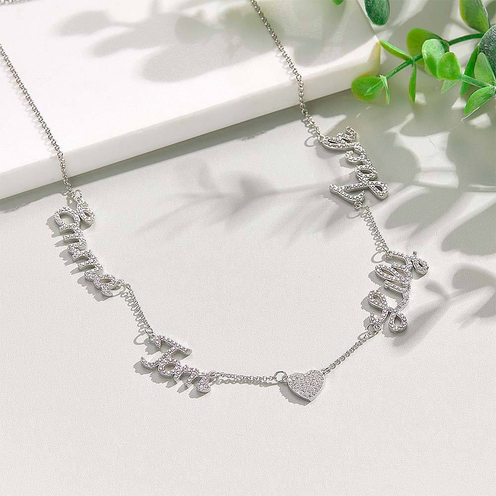 Custom Name and Pave Heart Charm Necklace Stylish Jewelry Gift For Women - soufeelus
