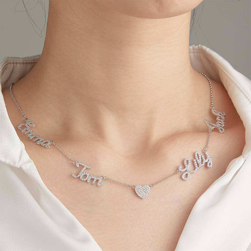 Custom Name and Pave Heart Charm Necklace Stylish Jewelry Gift For Women - soufeelus