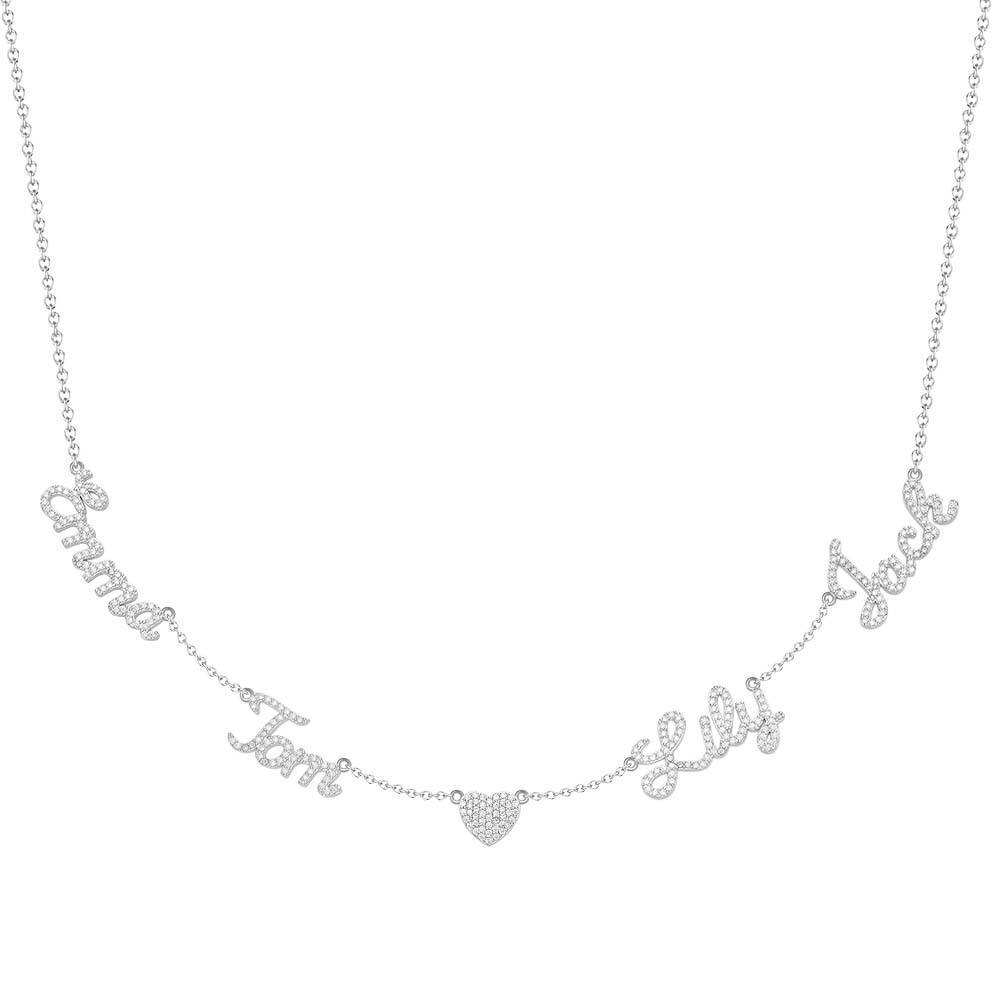 Custom Name and Pave Heart Charm Necklace Stylish Jewelry Gift For Women - soufeelus