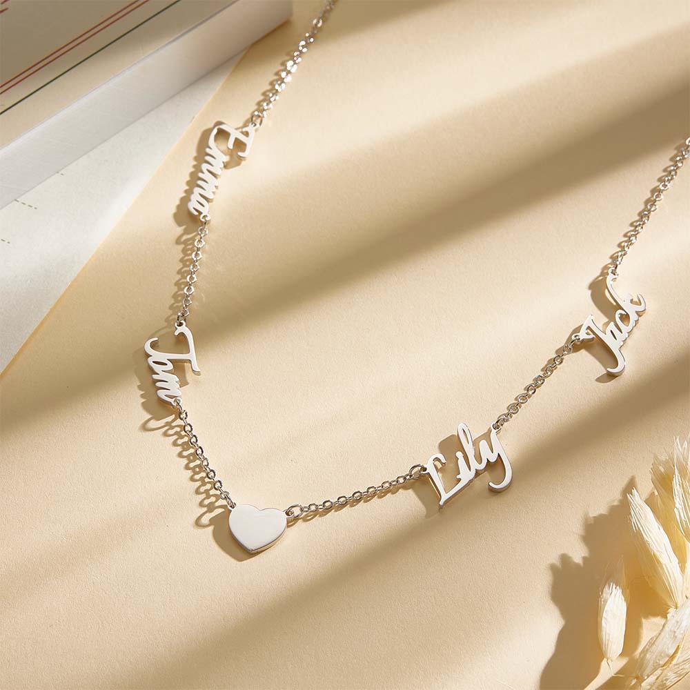 Custom Name and Pave Heart Charm Necklace Stylish Jewelry Gift For Women - soufeelus