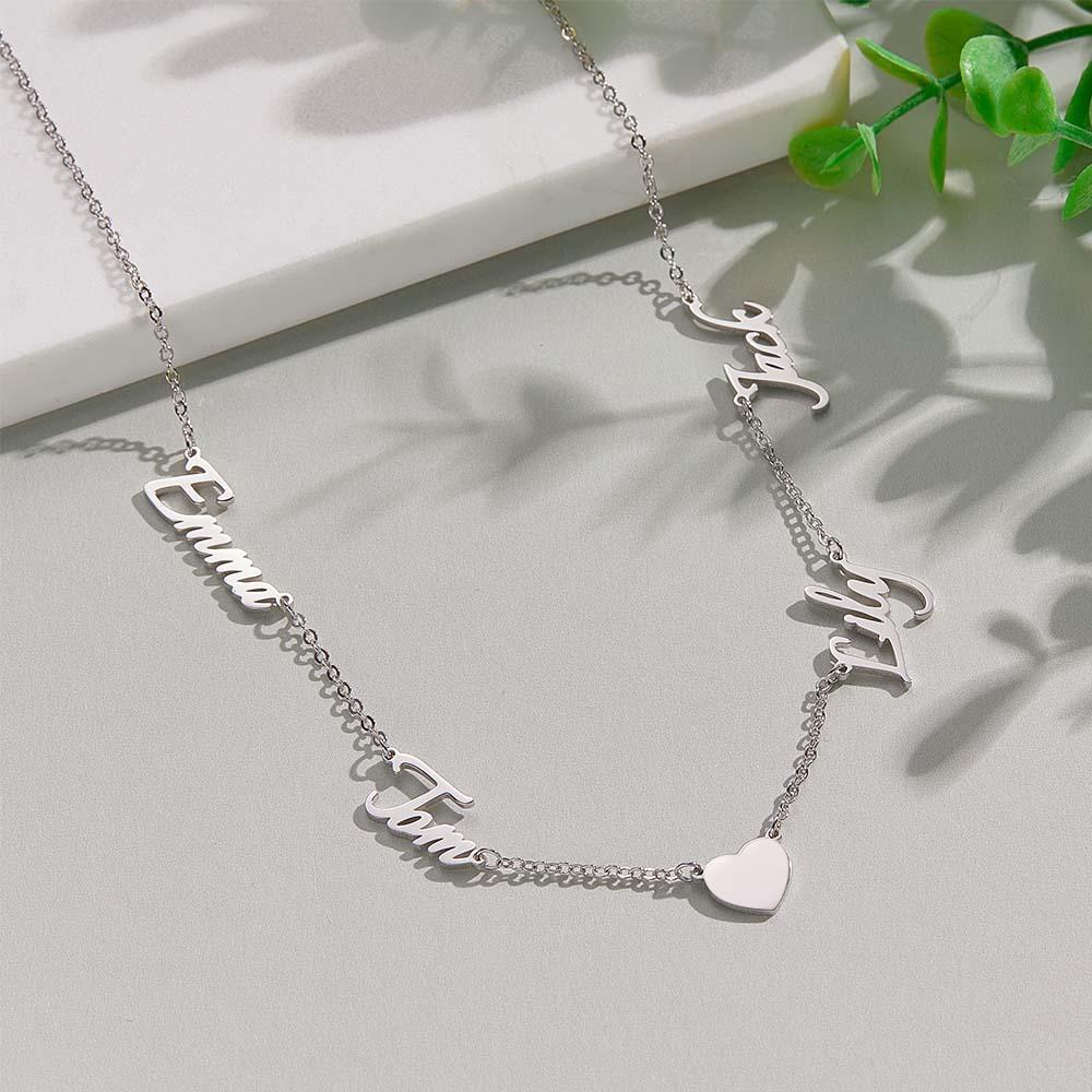 Custom Name and Pave Heart Charm Necklace Stylish Jewelry Gift For Women - soufeelus