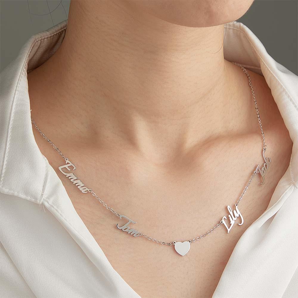 Custom Name and Pave Heart Charm Necklace Stylish Jewelry Gift For Women - soufeelus