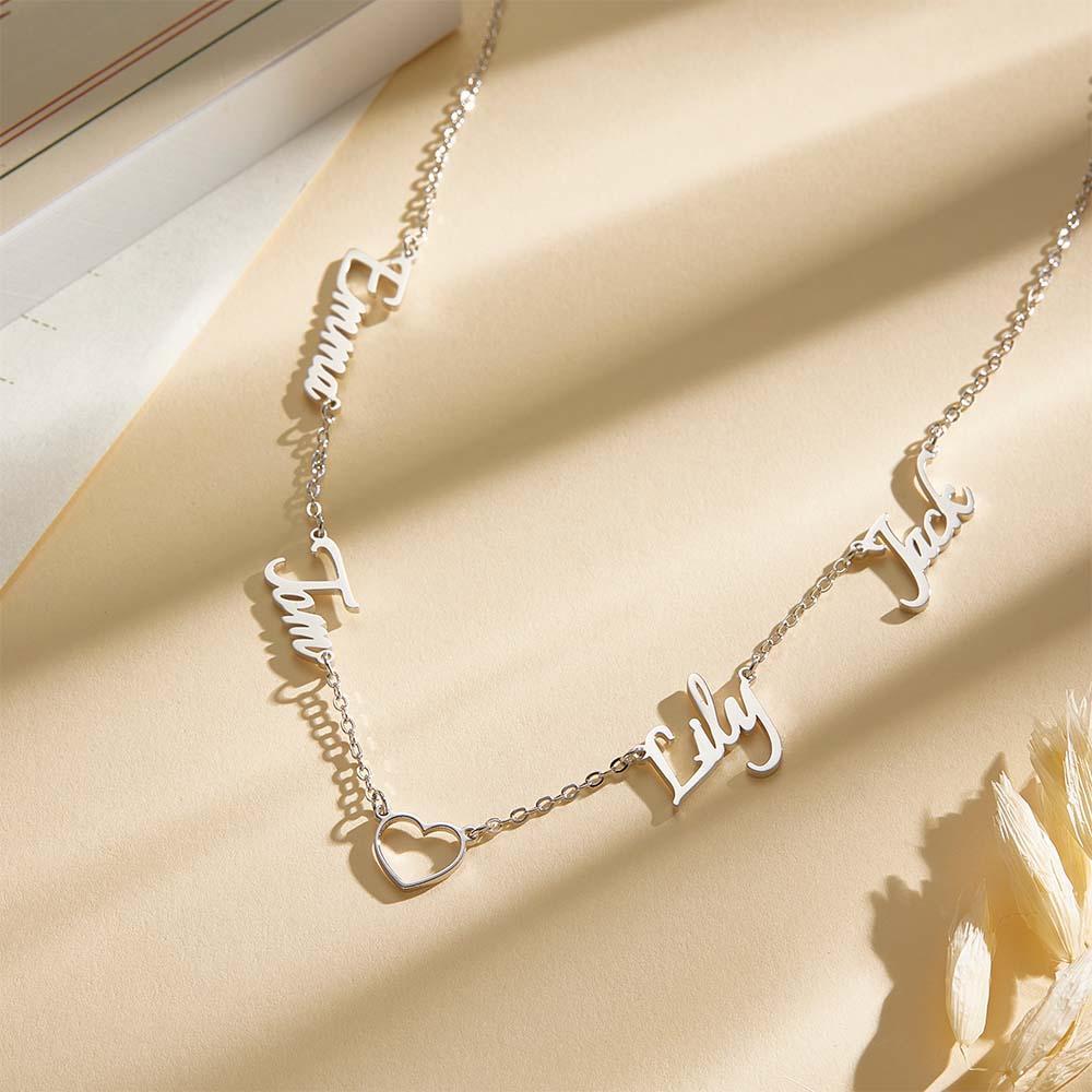 Custom Name and Pave Heart Charm Necklace Stylish Jewelry Gift For Women - soufeelus