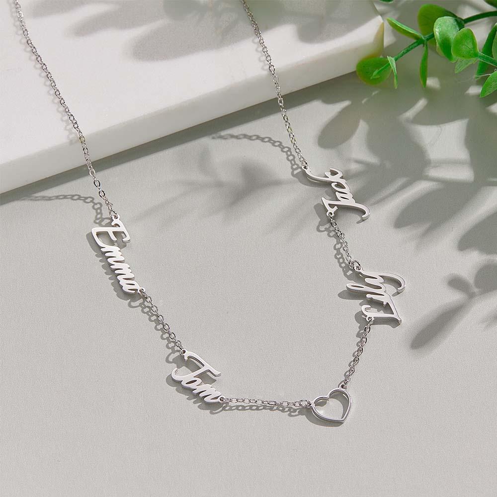 Custom Name and Pave Heart Charm Necklace Stylish Jewelry Gift For Women - soufeelus