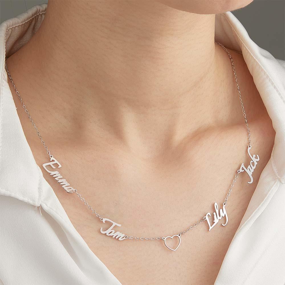 Custom Name and Pave Heart Charm Necklace Stylish Jewelry Gift For Women - soufeelus