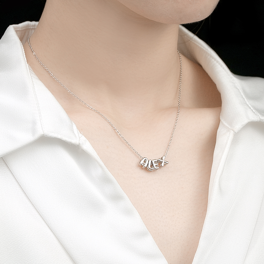 Bubble Letters Name Necklace
