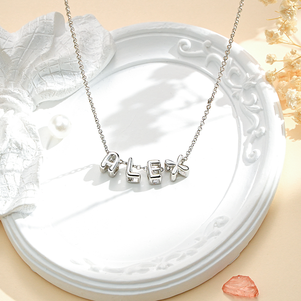 Bubble Letters Name Necklace
