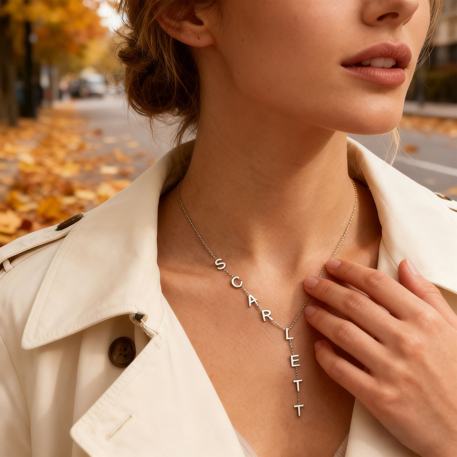 Custom Initial Necklace Custom Drop Name Necklace Name Y Necklace Personalized Gift for Her Bridesmaid Jewelry - soufeelus