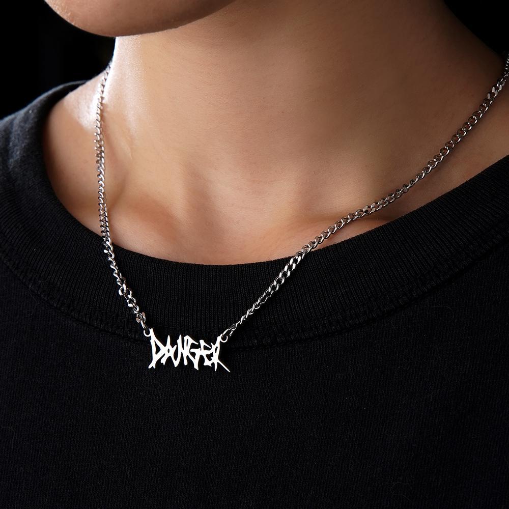 Custom Punk Name Necklace Alphabet Pendant Necklace Gothic Thorn Letter Initial Pendant Necklace - soufeelus