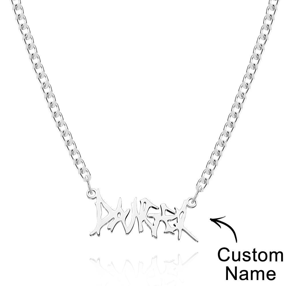 Custom Punk Name Necklace Alphabet Pendant Necklace Gothic Thorn Letter Initial Pendant Necklace - soufeelus