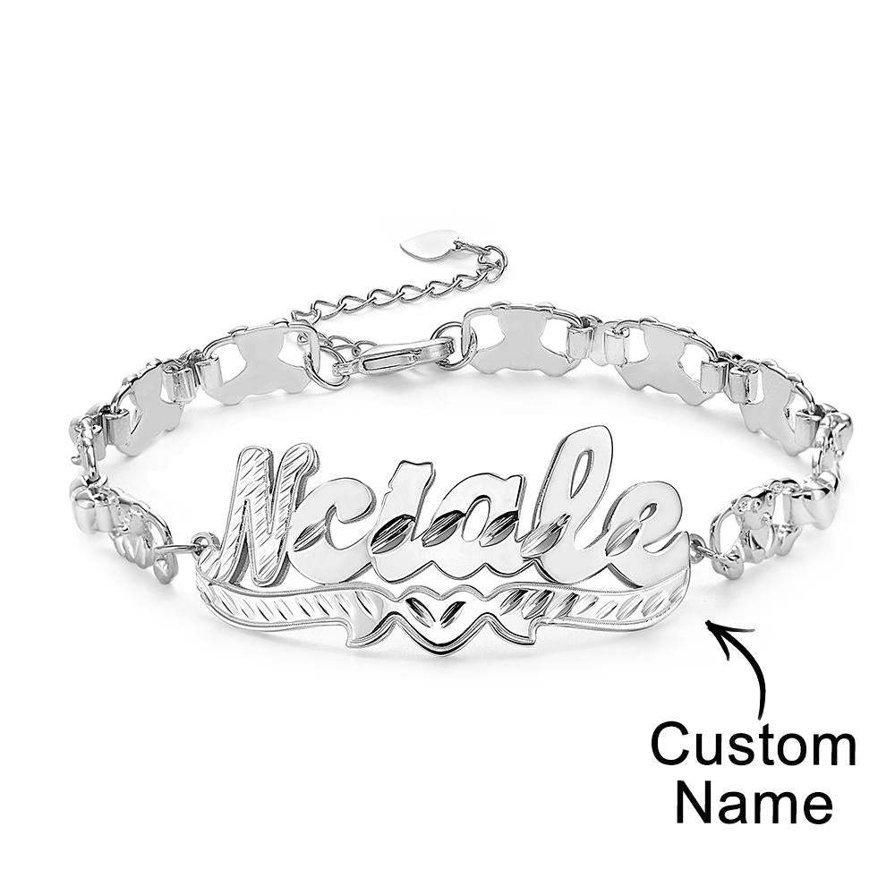 Personalized Hip Hop Name Bracelet Nameplate Love Heart Decor Fashion Bracelet Jewelry Gifts For Men - soufeelus