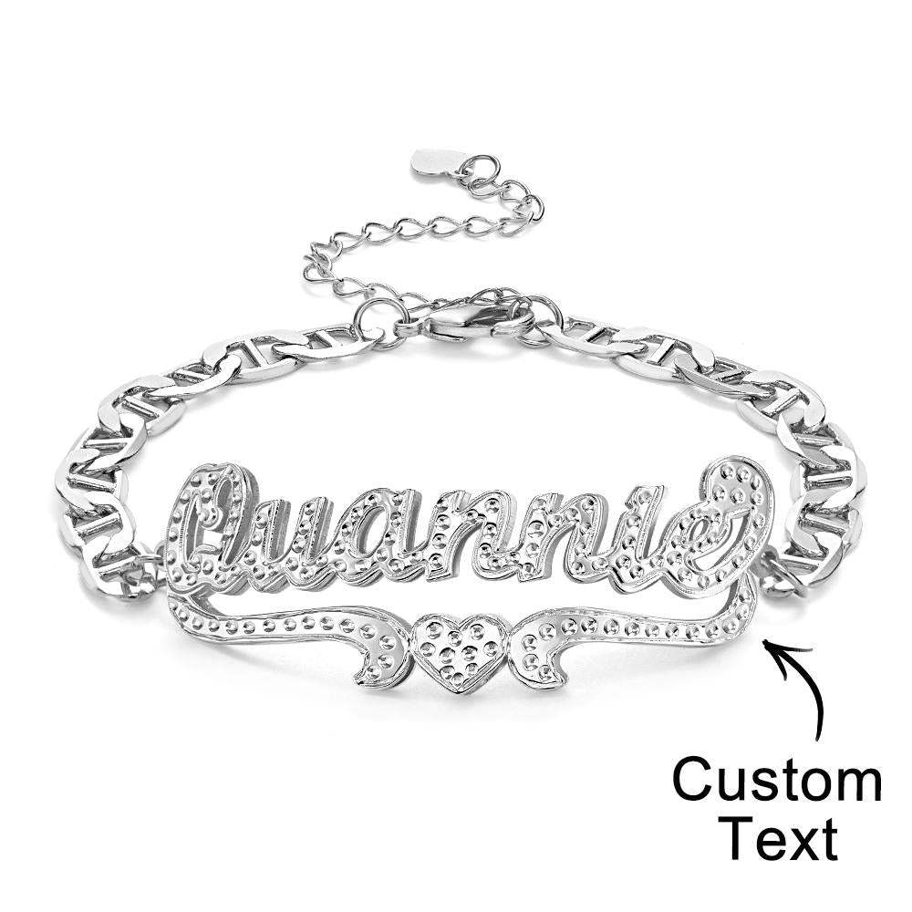 Personalized Hip Hop Name Bracelet Heart Decor Chain Bracelet Jewelry Gifts For Men - soufeelus