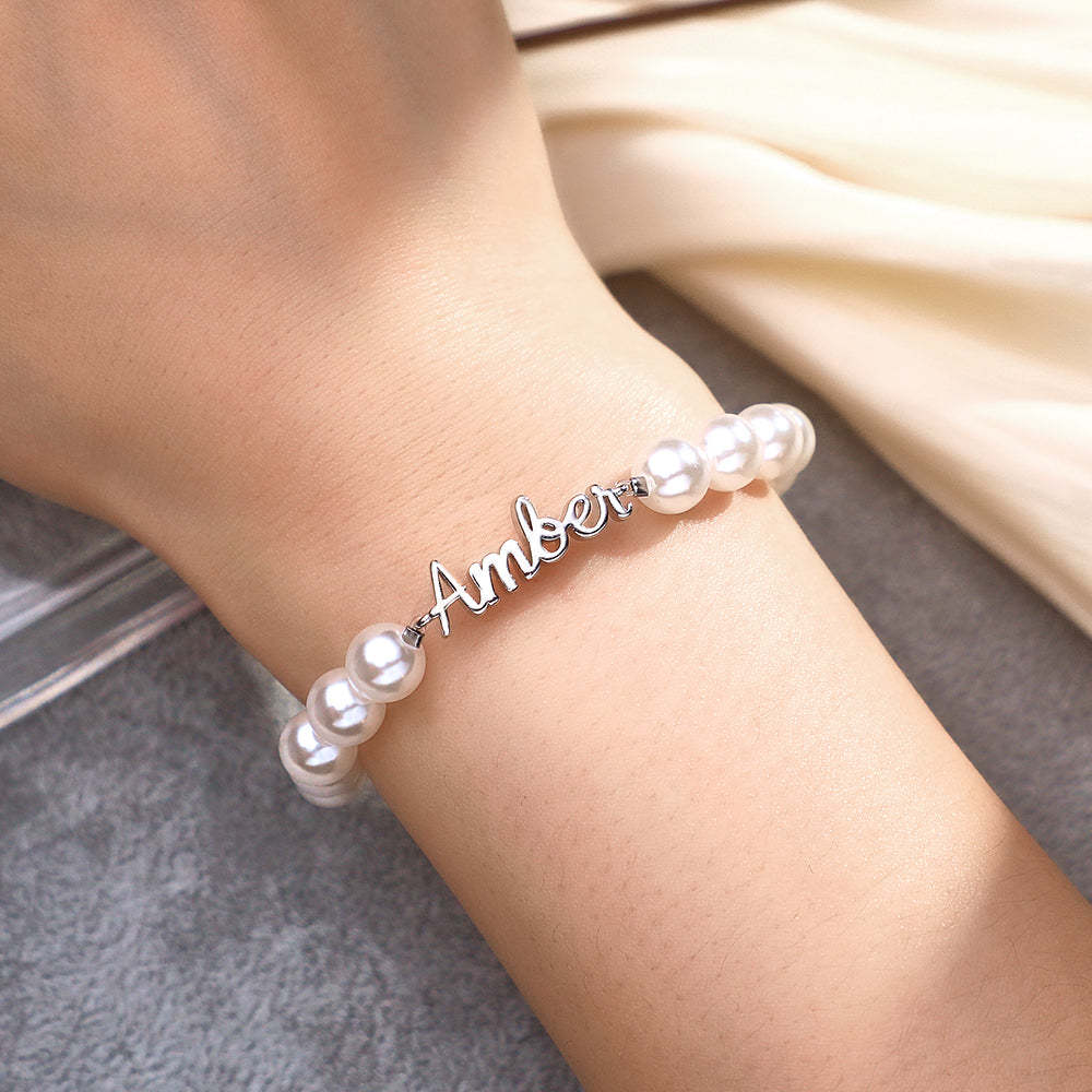 Custom Name Bracelet Pearl Chain Classic Gift - soufeelus
