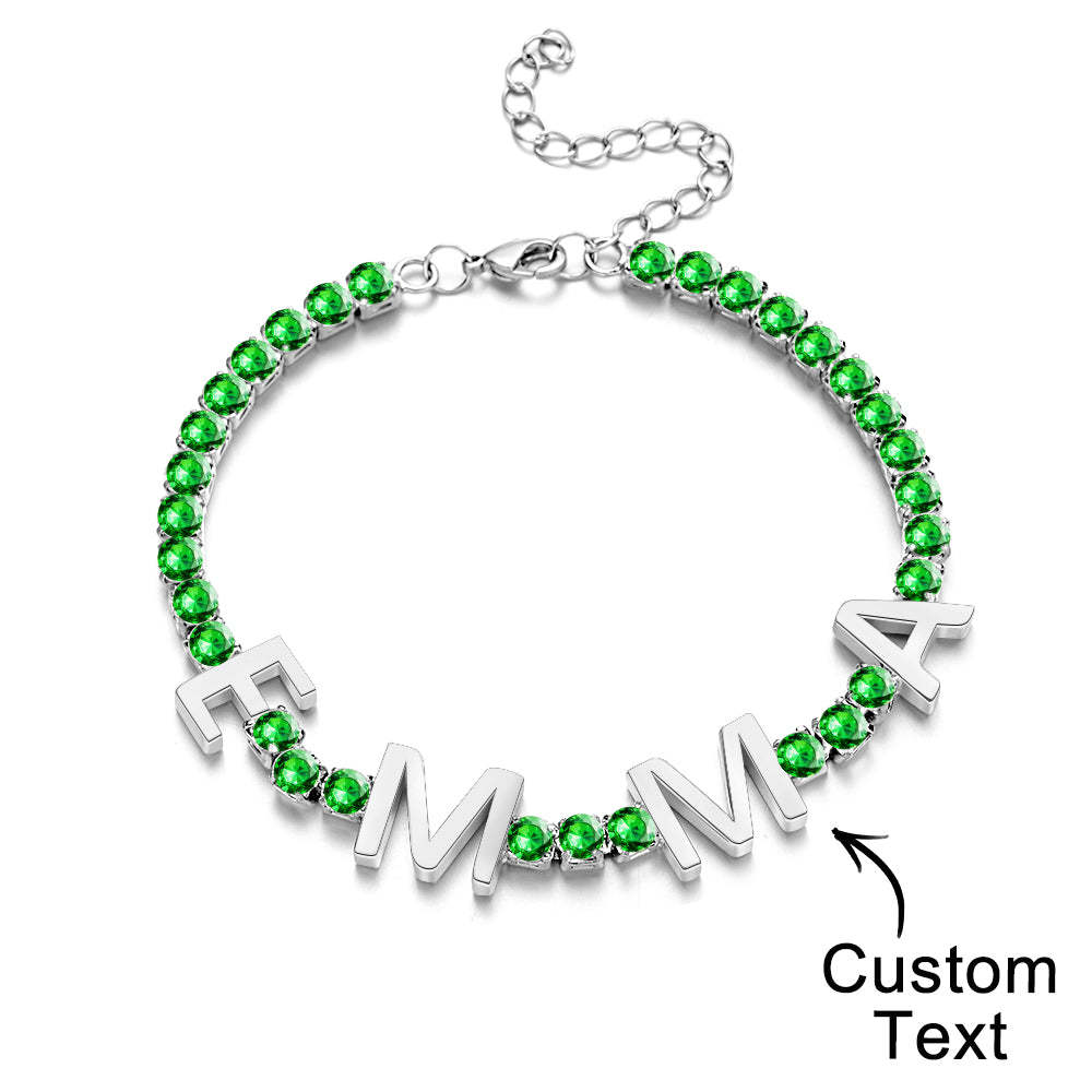 Custom Name Letter Tennis Chain Bracelet Hiphop Jewelry For Gift - soufeelus