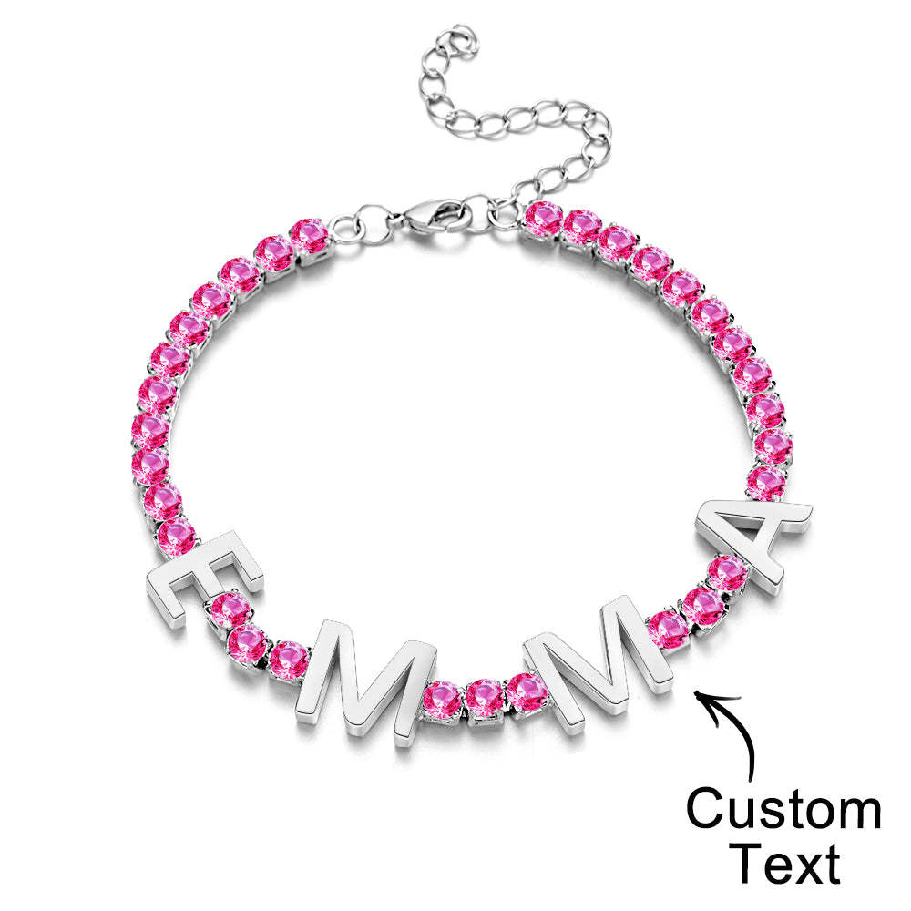 Custom Name Letter Tennis Chain Bracelet Hiphop Jewelry For Gift - soufeelus