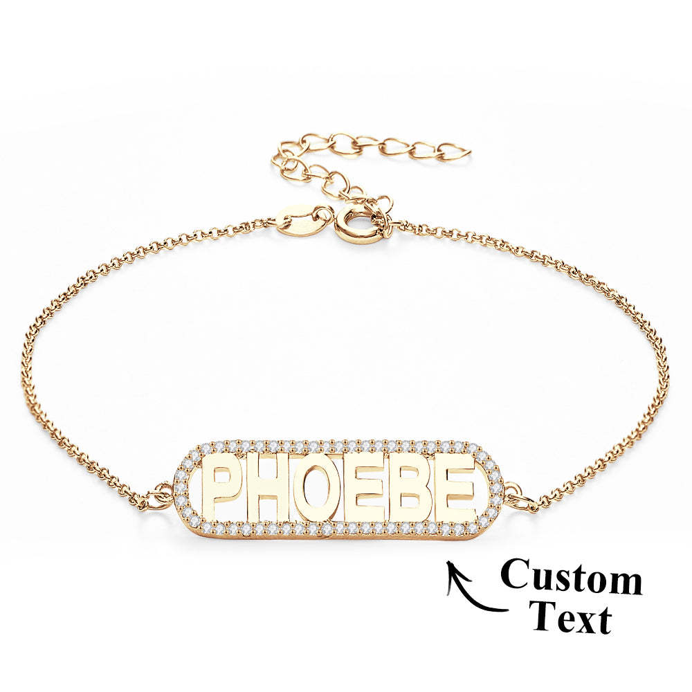 Custom Zircon Bar Name Bracelet Personalized Bracelet Gift for Her - soufeelus