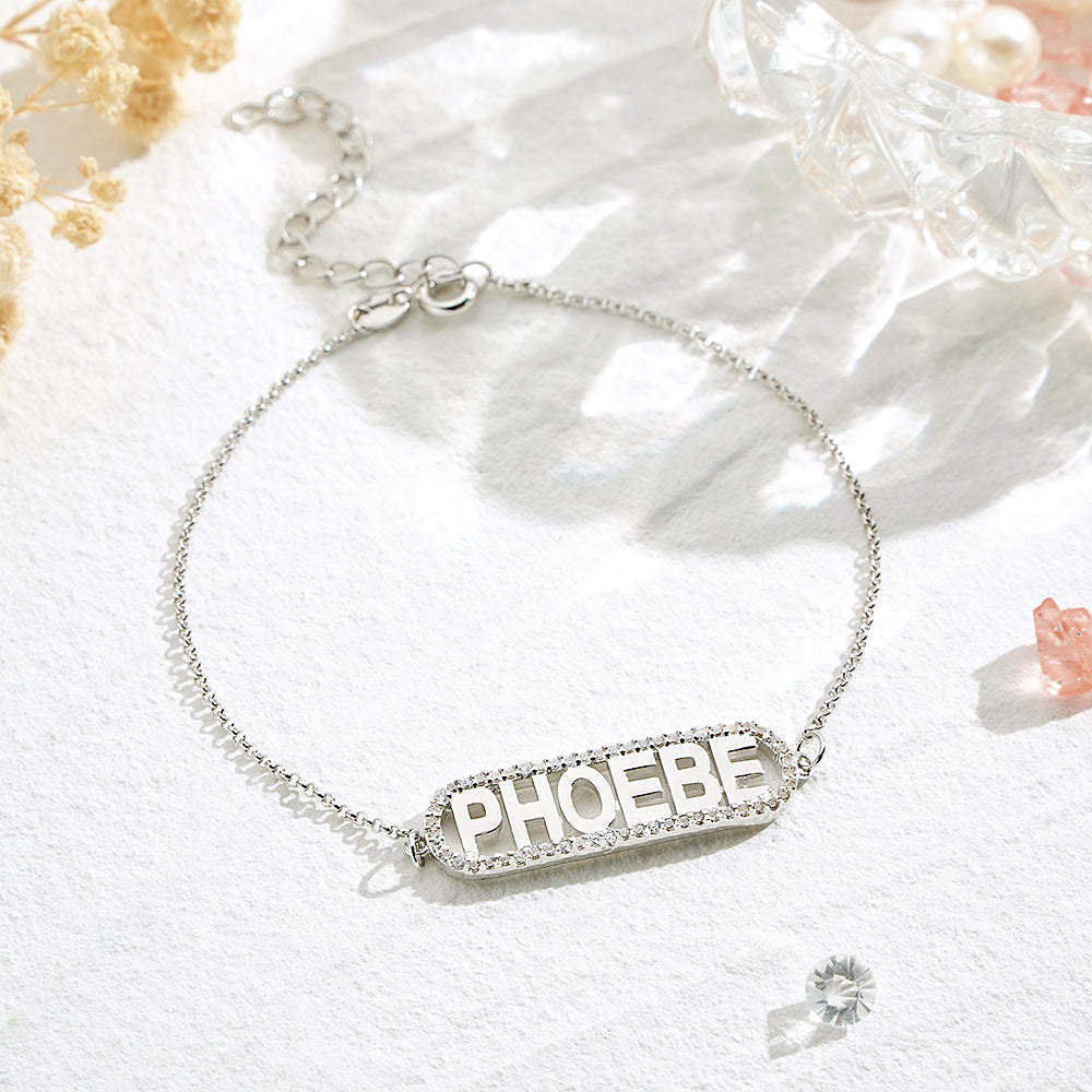 Custom Zircon Bar Name Bracelet Personalized Bracelet Gift for Her - soufeelus