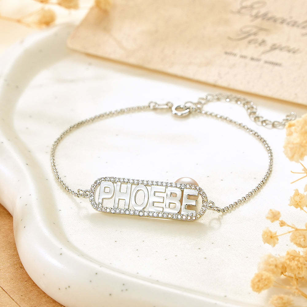 Custom Zircon Bar Name Bracelet Personalized Bracelet Gift for Her - soufeelus