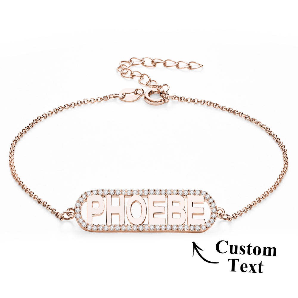Custom Zircon Bar Name Bracelet Personalized Bracelet Gift for Her - soufeelus