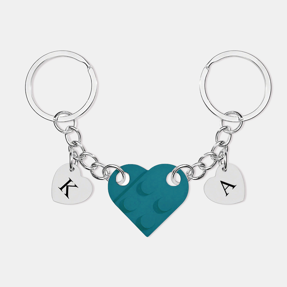 Personalized Handmade Heart Bag Charm Set Custom Couple Gift for Valentine's Day/Anniversary, Custom Engraved Love Keyrings for Him & Her