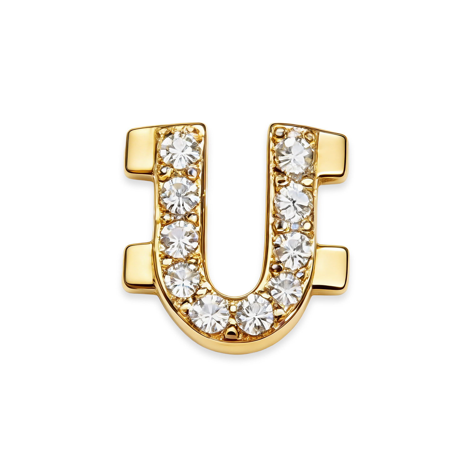 Letter With Diamond U Charm - Gold