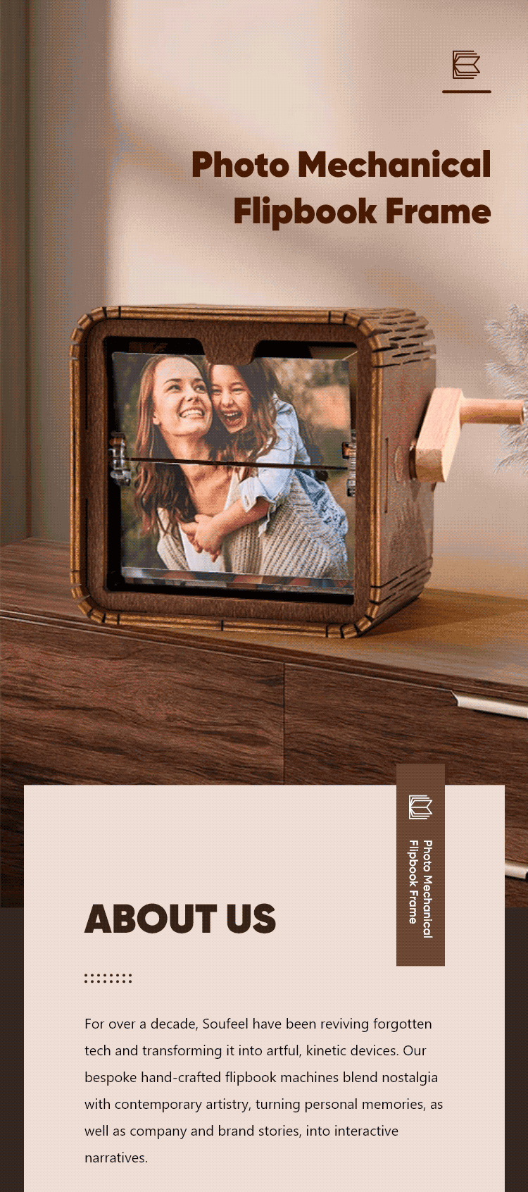 Custom 16 Photos Music Flipbook Frame Animation Machine Mechanical Hand Cranked Photo Album with Light Halloween Gift detail image 1