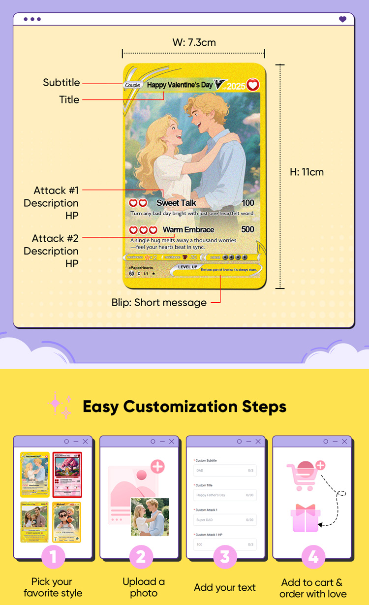 Custom Poke Card, Gift For dad, Father's Day Gift, Custom Poke Present detail image 5