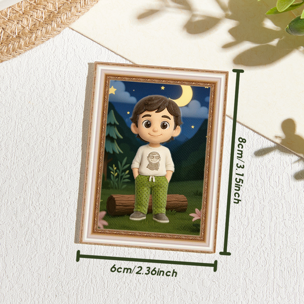 Custom 3D Effect Action Figure Fridge Magnet Personalized Portrait Fridge Magnets Gift for Family