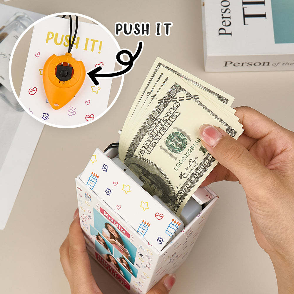 Personalized Birthday Money Box Surprise Pop Up Cash Box Unique Gift for Birthday - soufeelus