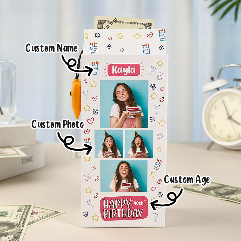 Personalized Birthday Money Box Surprise Pop Up Cash Box Unique Gift for Birthday - soufeelus