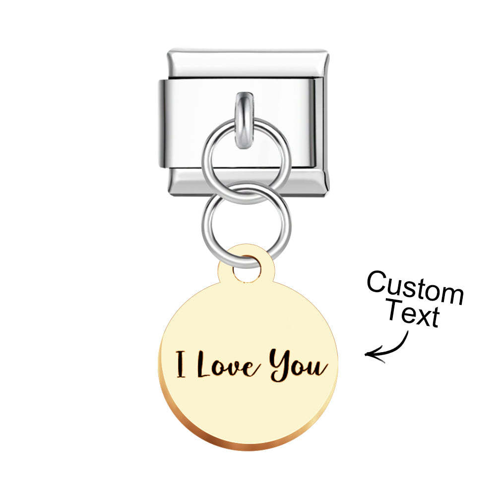 Custom Engraved Round Pendant Italian Charm For Italian Charm Bracelets Composable Link - soufeelus