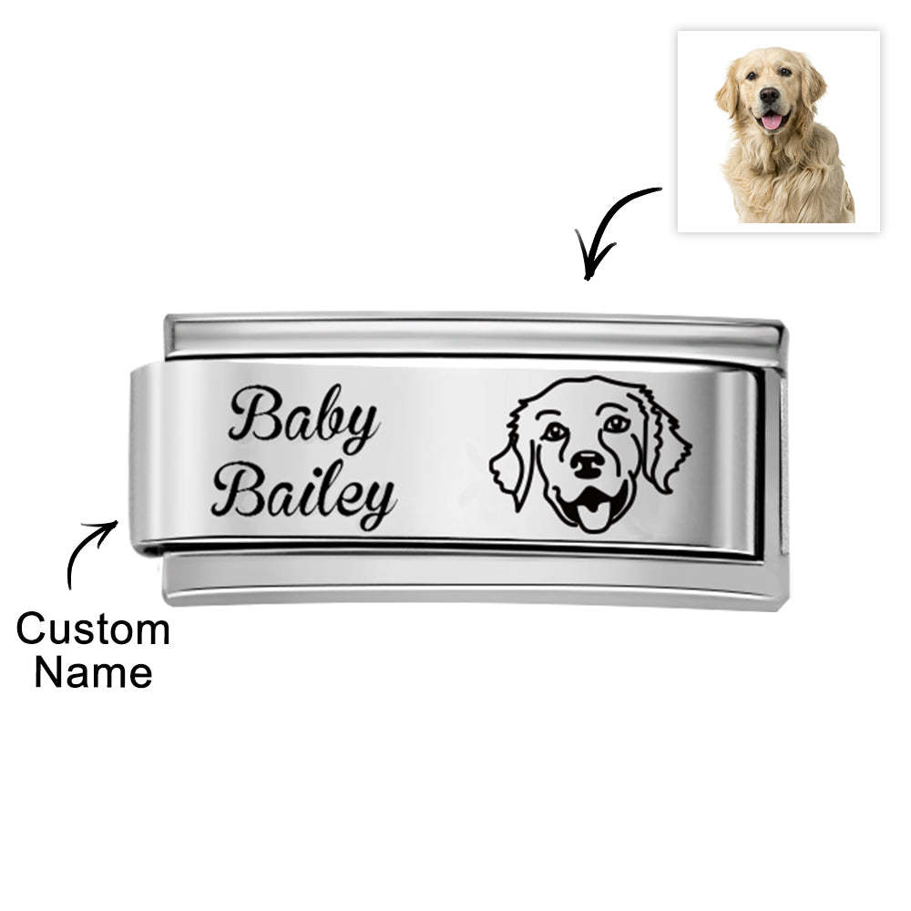 Custom Photo Engraved Italian Charm For Italian Charm Bracelets Composable Link - soufeelus