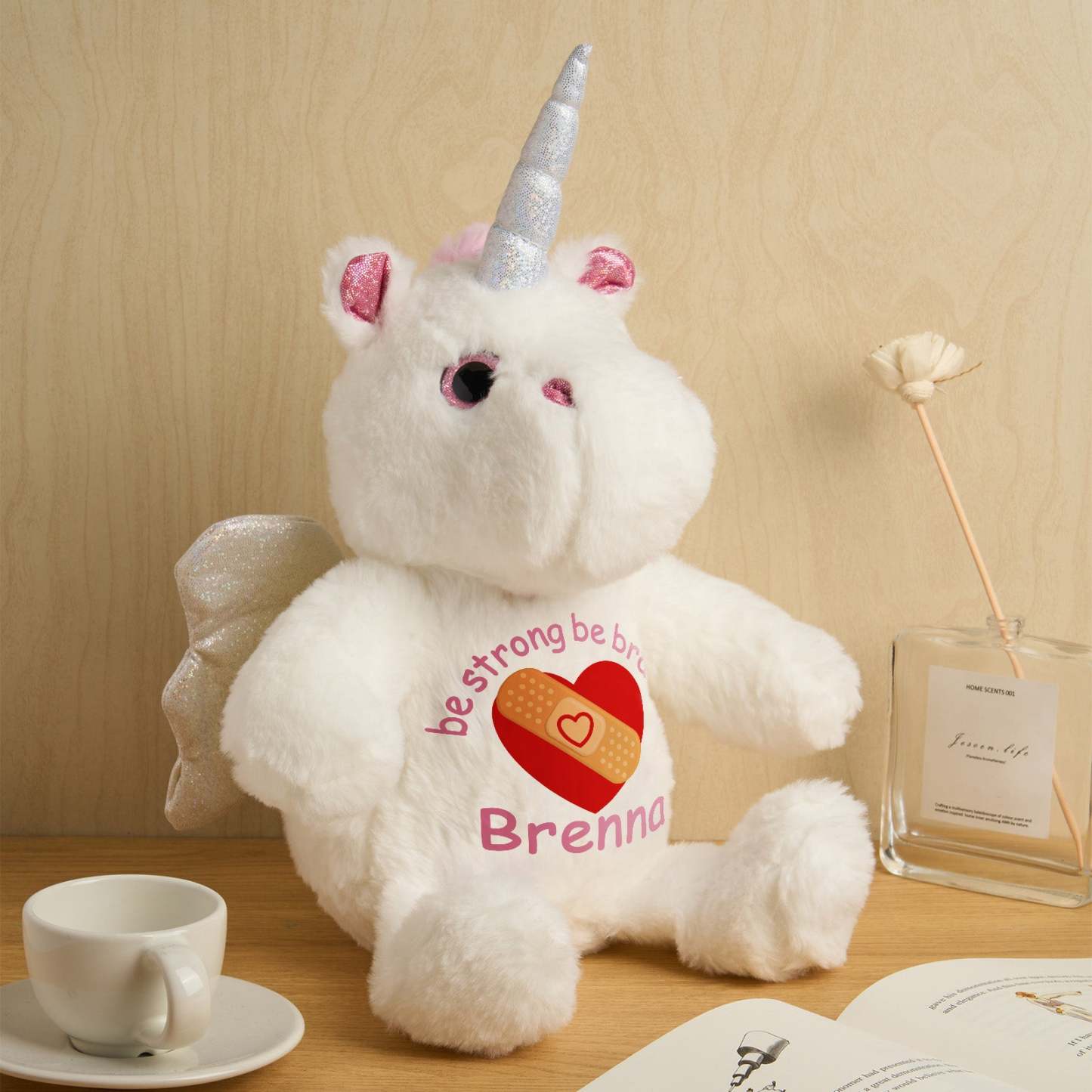 Personalized Unicorn Plush Stuffed Animal Birth Announcement Gift for Baby Shower - soufeelus