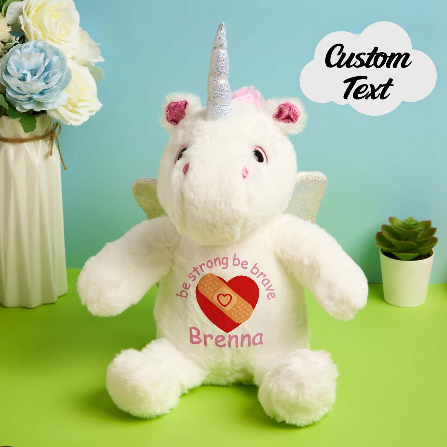 Personalized Unicorn Plush Stuffed Animal Birth Announcement Gift for Baby Shower - soufeelus