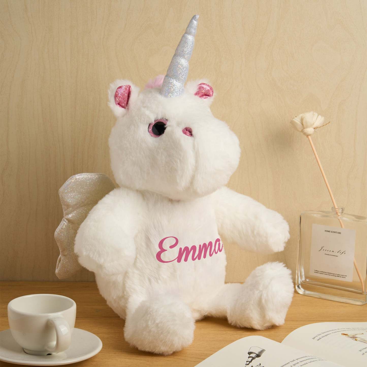 Personalized Unicorn Plush Stuffed Animal Birth Announcement Gift for Baby Shower - soufeelus